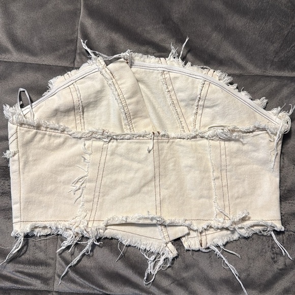 Frayed Cream Corset Top Size Small - Picture 2 of 2